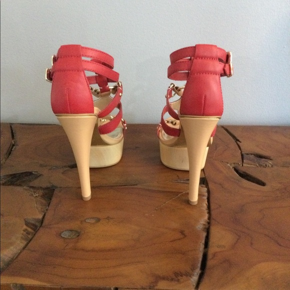 NEW Bebe Marcelle Red Stiletto Sandals - Picture 5 of 8